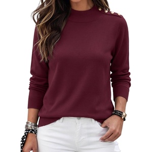 Zeagoo Sweaters for Women Turtleneck Tops Long Sleeve Mock Neck Pullover(Wind Red)