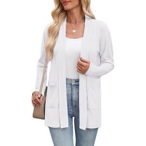 Zeagoo Women’s Lightweight Cardigan Open Front Long Sleeve Casual Cardigans(A-white)