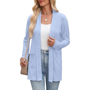 Zeagoo Women’s Lightweight Cardigan Open Front Long Sleeve Casual Cardigans(Light Blue)