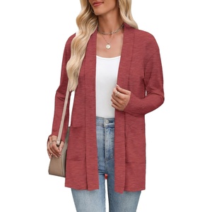Zeagoo Women’s Lightweight Cardigan Open Front Long Sleeve Casual Cardigans(Red)