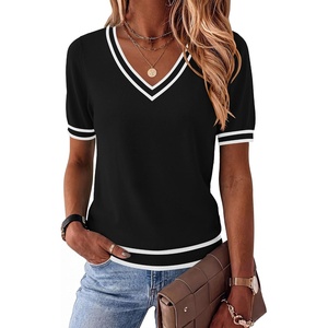 Zeagoo Womens Short Sleeve Sweaters Summer V Neck Business Casual Knit Tops(Tz288)
