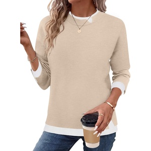 Zeagoo Womens Sweaters Crewneck Long Sleeve Pullover Tops(Apricot)