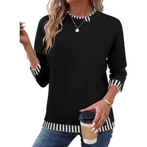 Zeagoo Womens Sweaters Crewneck Long Sleeve Pullover Tops(Black)