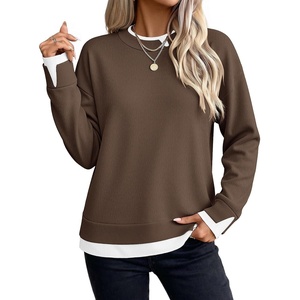 Zeagoo Womens Sweaters Crewneck Long Sleeve Pullover Tops(Brown)