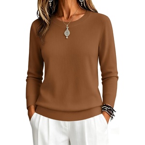 Zeagoo Womens Sweaters Long Sleeve Tops Classic Fall Clothes Crewneck Tops(Coffee)