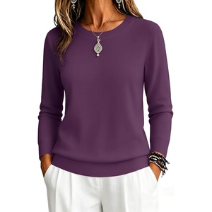 Zeagoo Womens Sweaters Long Sleeve Tops Classic Fall Clothes Crewneck Tops(Dark Purple)