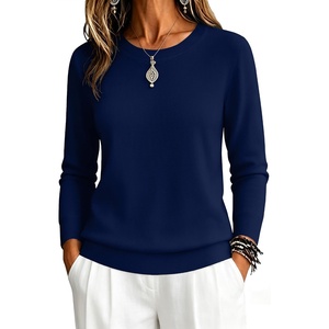 Zeagoo Womens Sweaters Long Sleeve Tops Classic Fall Clothes Crewneck Tops(Deep Blue)