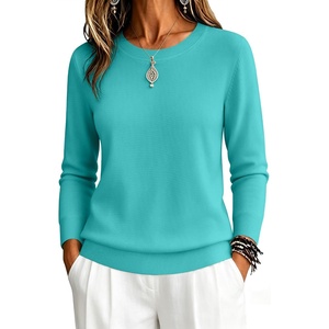 Zeagoo Womens Sweaters Long Sleeve Tops Classic Fall Clothes Crewneck Tops(Diving Blue)