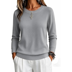 Zeagoo Womens Sweaters Long Sleeve Tops Classic Fall Clothes Crewneck Tops(Gray)