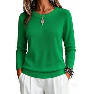 Zeagoo Womens Sweaters Long Sleeve Tops Classic Fall Clothes Crewneck Tops(Green)