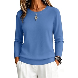 Zeagoo Womens Sweaters Long Sleeve Tops Classic Fall Clothes Crewneck Tops(Sky Blue)
