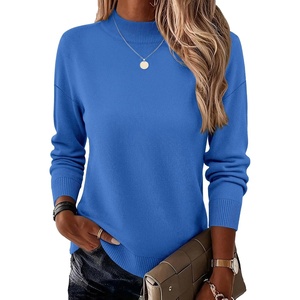 Zeagoo Womens Sweaters Turtleneck Long Sleeve Tops Lightweight Fall Clothes(Bright Blue)