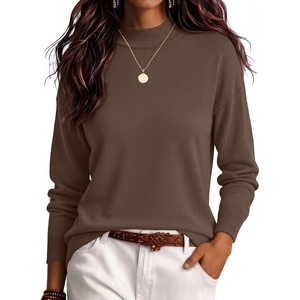 Zeagoo Womens Sweaters Turtleneck Long Sleeve Tops Lightweight Fall Clothes(Brown)