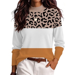 Zeagoo Womens Sweaters Turtleneck Long Sleeve Tops Lightweight Fall Clothes(Leopard Print)