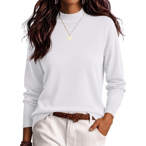Zeagoo Womens Sweaters Turtleneck Long Sleeve Tops Lightweight Fall Clothes(White)
