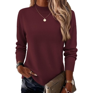 Zeagoo Womens Sweaters Turtleneck Long Sleeve Tops Lightweight Fall Clothes(Wine Red)