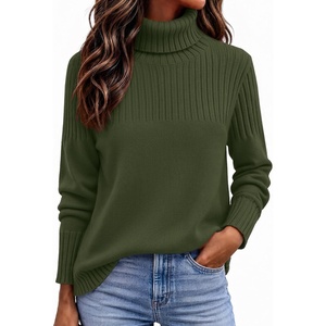 Zeagoo Women’s Turtleneck Sweater Fall Winter Casual Knit Pullover Tops(Army Green)