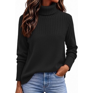 Zeagoo Women’s Turtleneck Sweater Fall Winter Casual Knit Pullover Tops(Black)