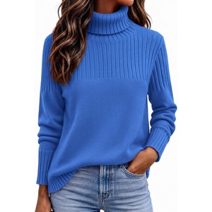 Zeagoo Women’s Turtleneck Sweater Fall Winter Casual Knit Pullover Tops(Blue)