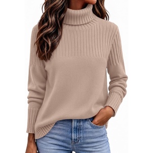 Zeagoo Women’s Turtleneck Sweater Fall Winter Casual Knit Pullover Tops(Khaki)