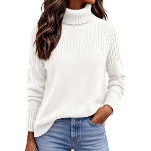 Zeagoo Women’s Turtleneck Sweater Fall Winter Casual Knit Pullover Tops(White)
