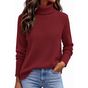 Zeagoo Women’s Turtleneck Sweater Fall Winter Casual Knit Pullover Tops(Wine Red)