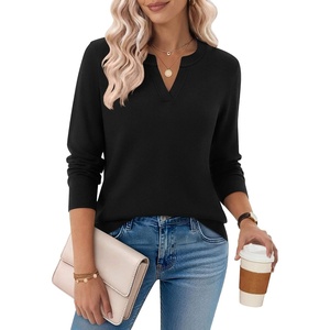 Zeagoo Womens V Neck Sweaters 2026 Fall Long Sleeve Pullover Tops Business Casual Outfits(Black)