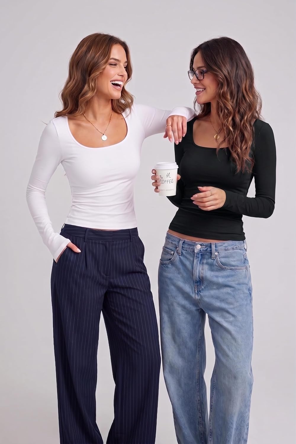 image:imageZeagoo Long Sleeve Shirts for Women Going Out Tops Fall Scoop Neck TshirtsA01 Black