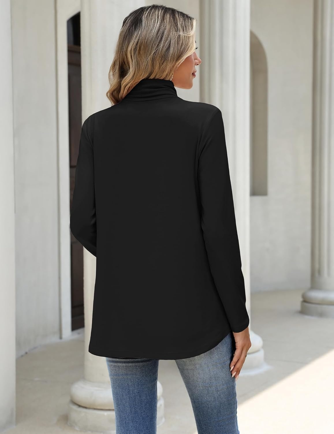 image:imageZeagoo Long Sleeve Shirts for Women Turtleneck Work Casual Tunic TopsAblack