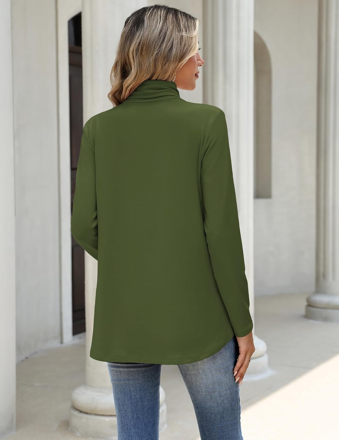 image:imageZeagoo Long Sleeve Shirts for Women Turtleneck Work Casual Tunic TopsArmy Green