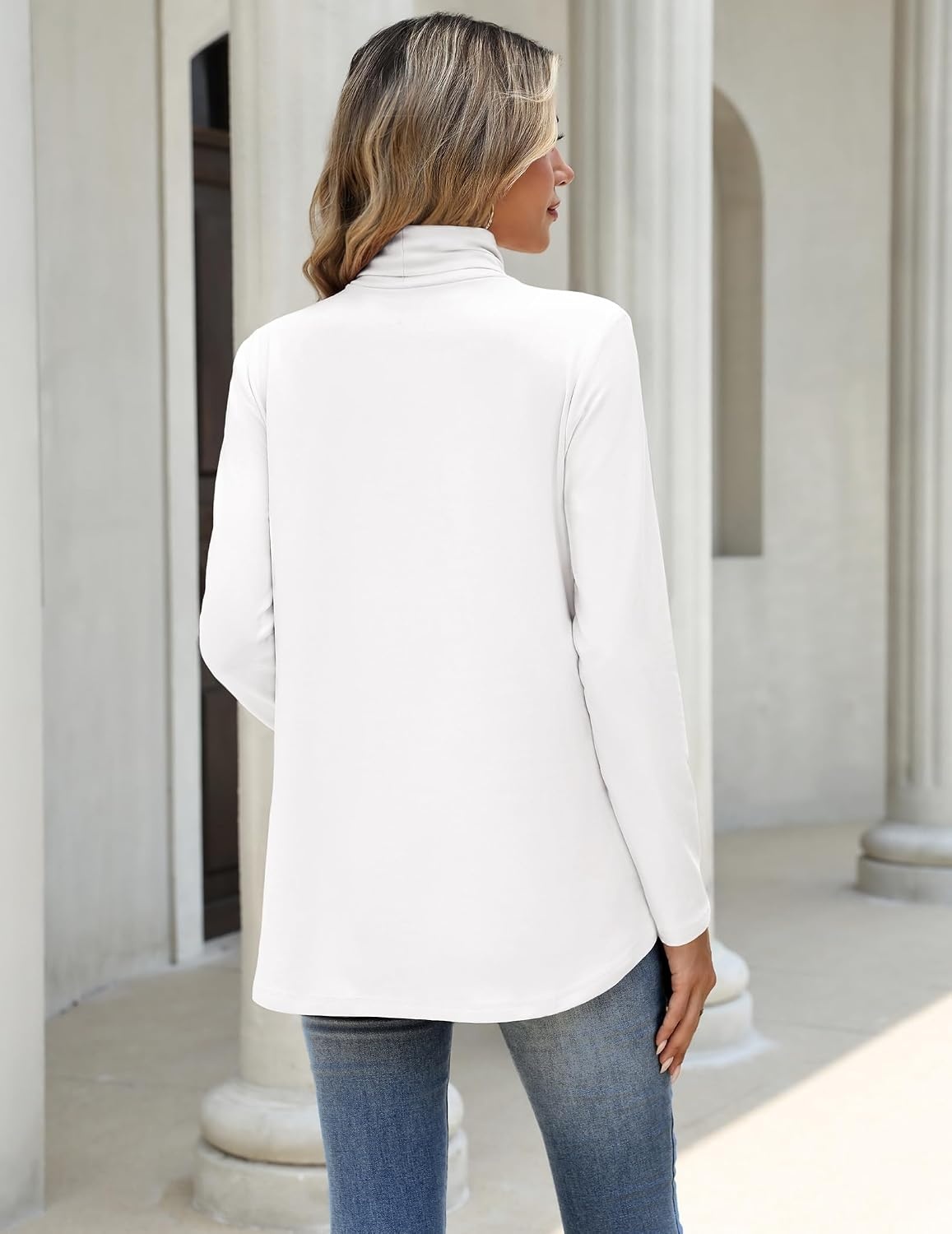 image:imageZeagoo Long Sleeve Shirts for Women Turtleneck Work Casual Tunic TopsAwhite