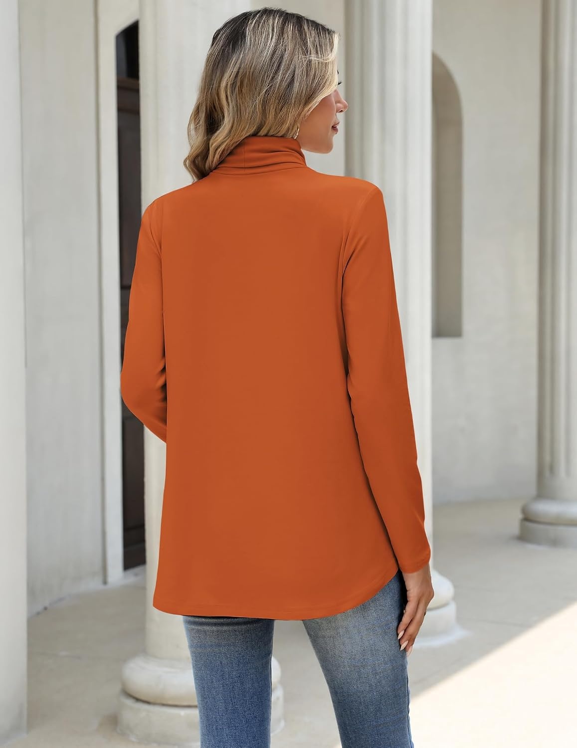 image:imageZeagoo Long Sleeve Shirts for Women Turtleneck Work Casual Tunic TopsCaramel