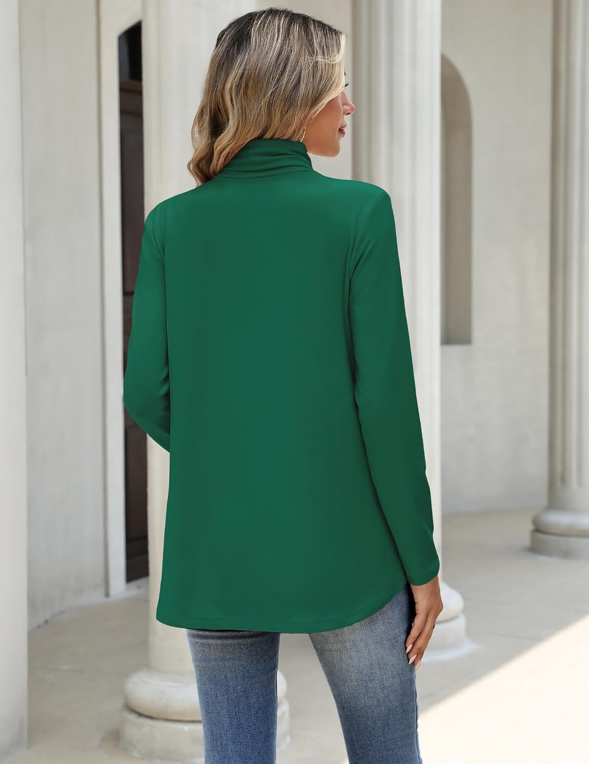 image:imageZeagoo Long Sleeve Shirts for Women Turtleneck Work Casual Tunic TopsGreen