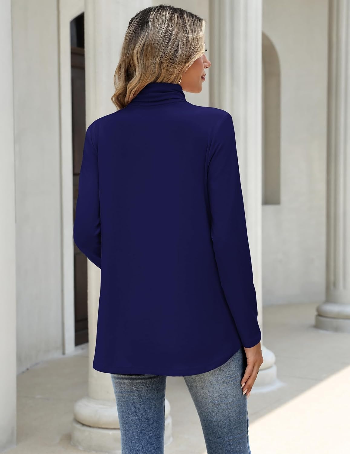 image:imageZeagoo Long Sleeve Shirts for Women Turtleneck Work Casual Tunic TopsNavy Blue
