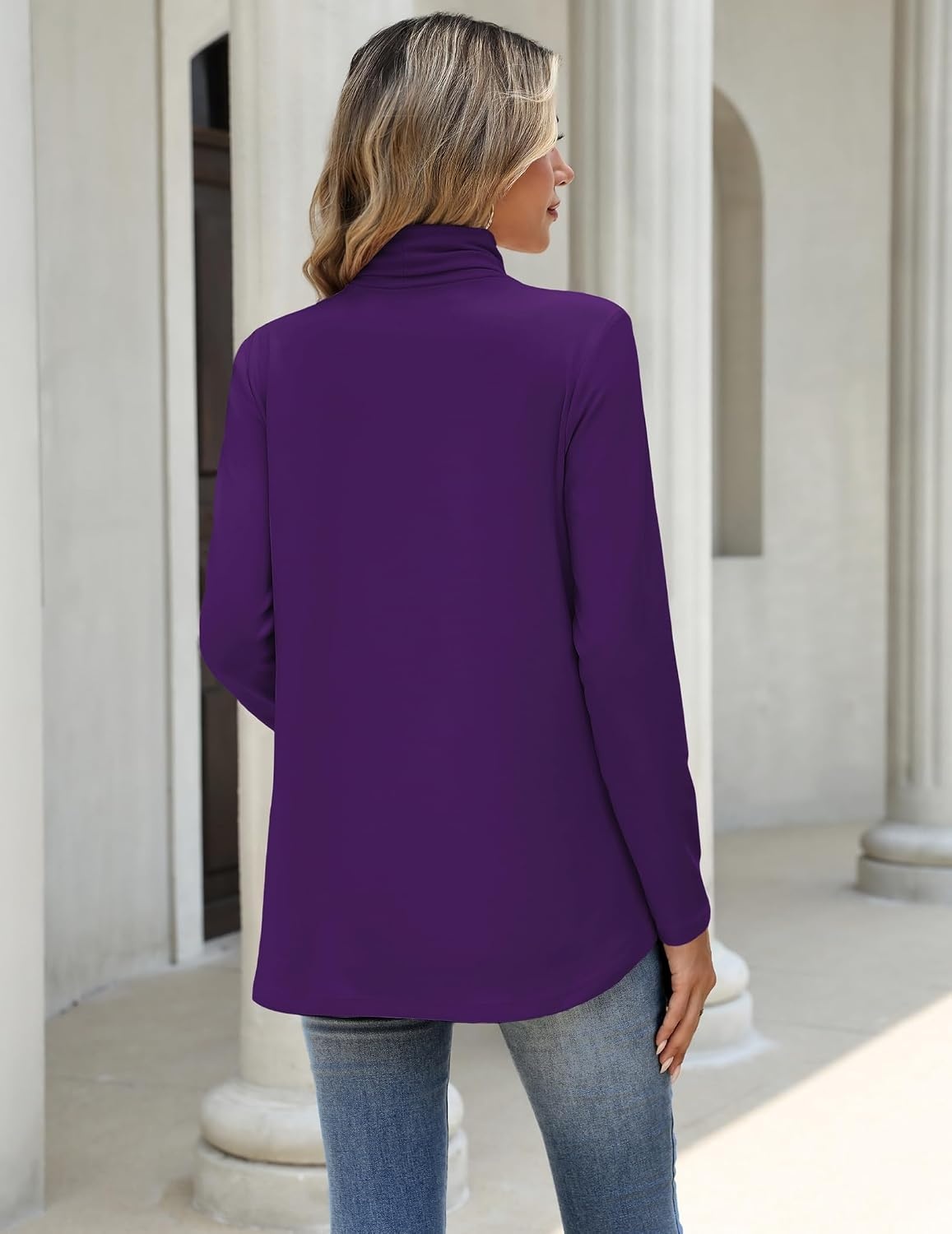 image:imageZeagoo Long Sleeve Shirts for Women Turtleneck Work Casual Tunic TopsPurple
