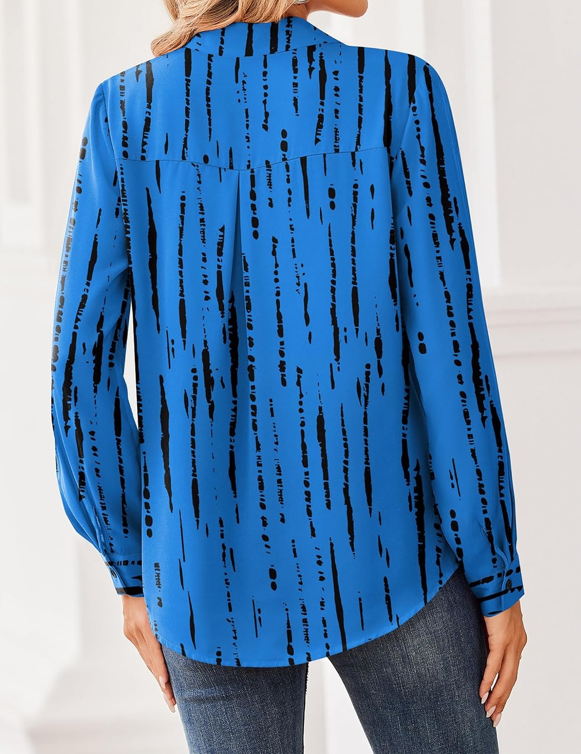 image:imageZeagoo Women Blouses Chiffon Long Sleeve Button Down Shirts Business TopsBlue Black