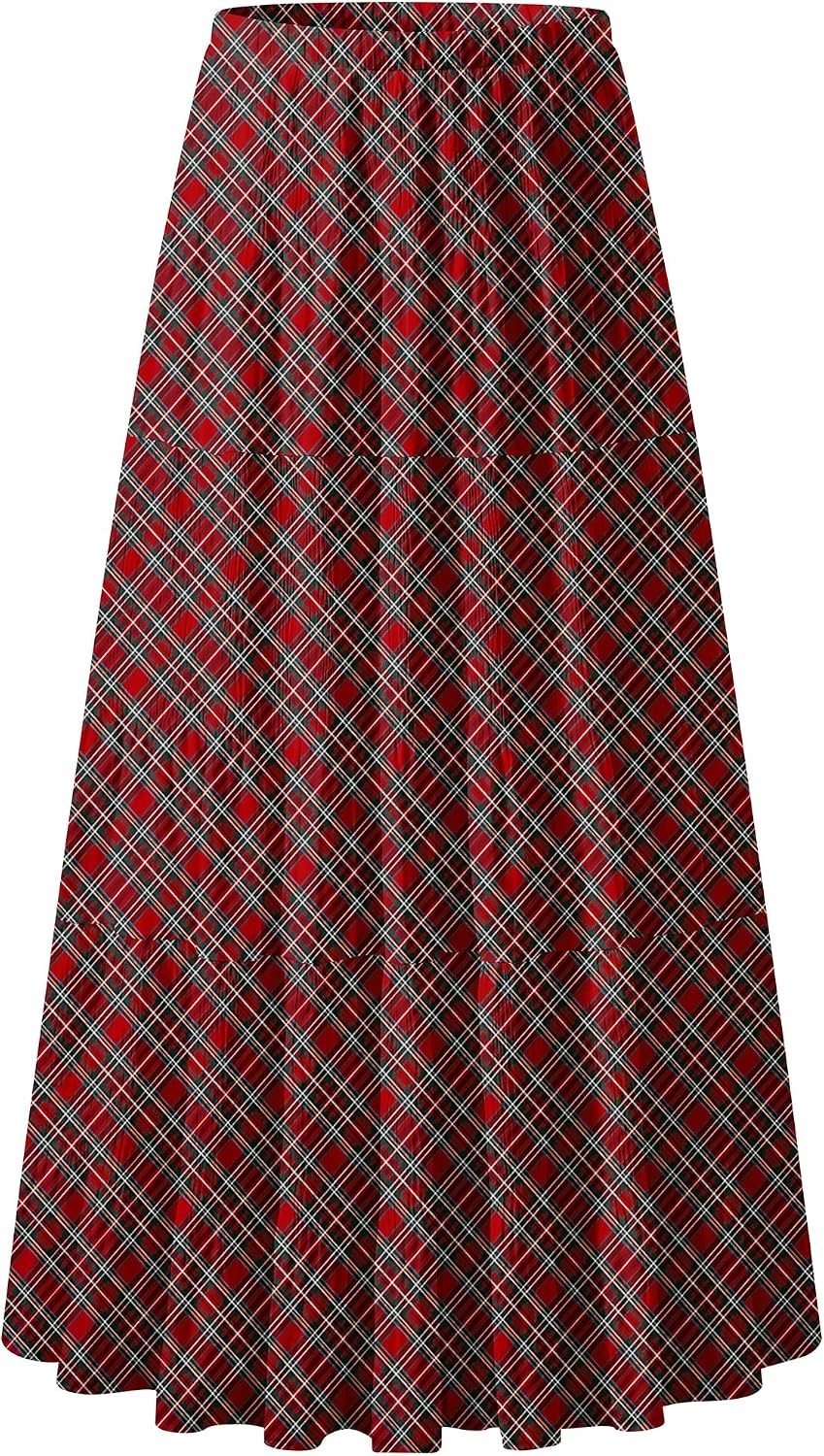 image:imageZeagoo Womens Chiffon Elastic High Waist Pleated Maxi Skirt with PocketsGz53