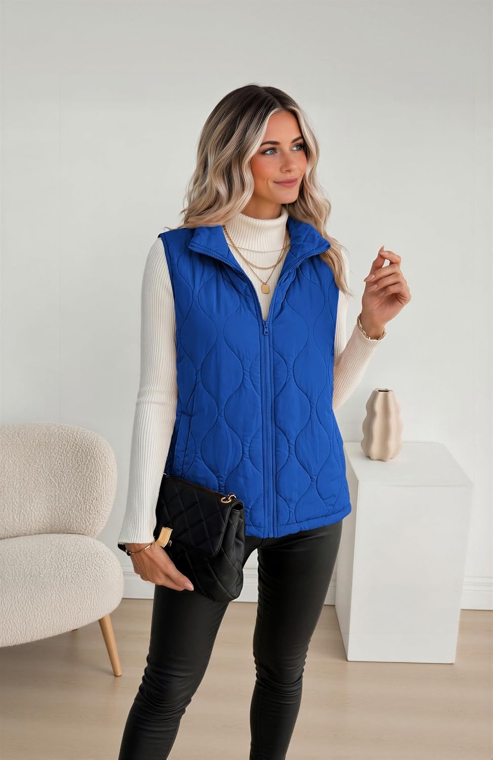 image:imageZeagoo Womens Puffer Vest Lightweight Quilted Coat Sleeveless JacketsBlue