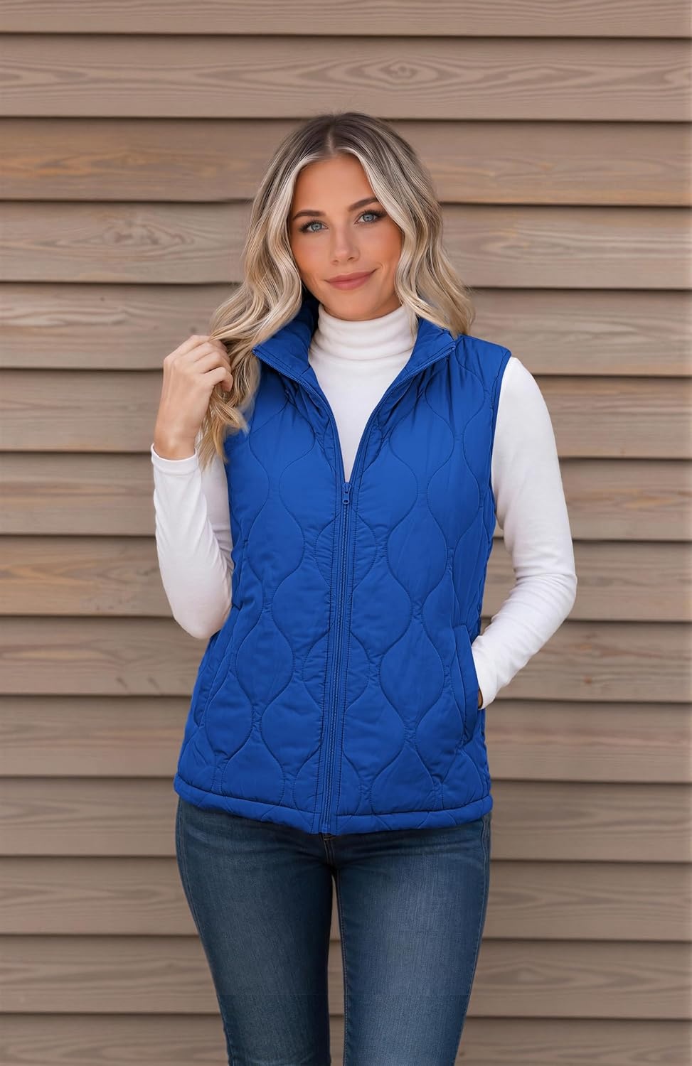 image:imageZeagoo Womens Puffer Vest Lightweight Quilted Coat Sleeveless JacketsBlue