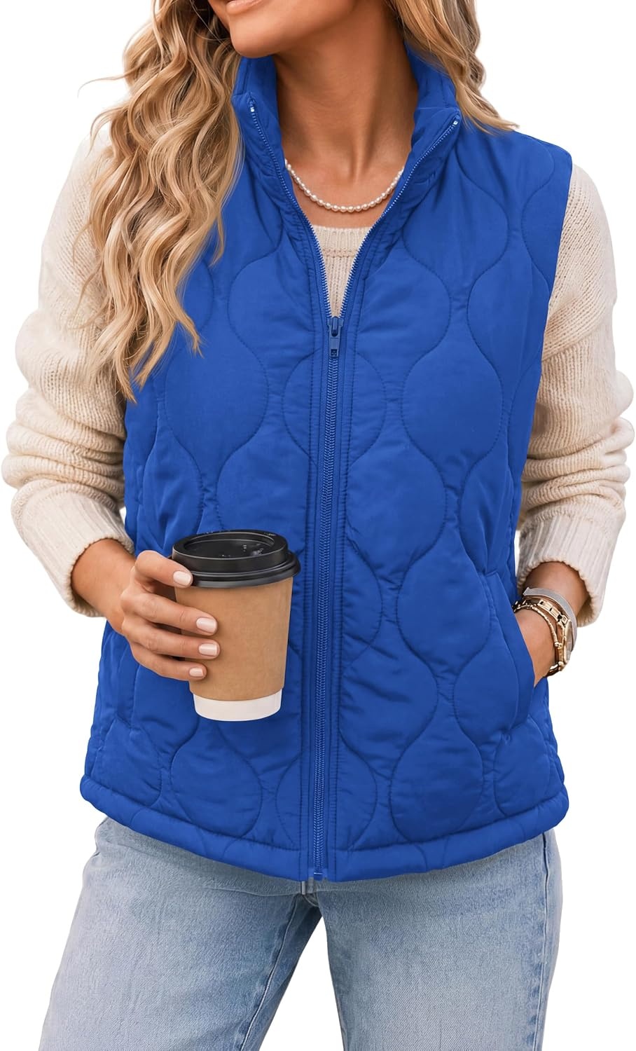 image:imageZeagoo Womens Puffer Vest Lightweight Quilted Coat Sleeveless JacketsBlue