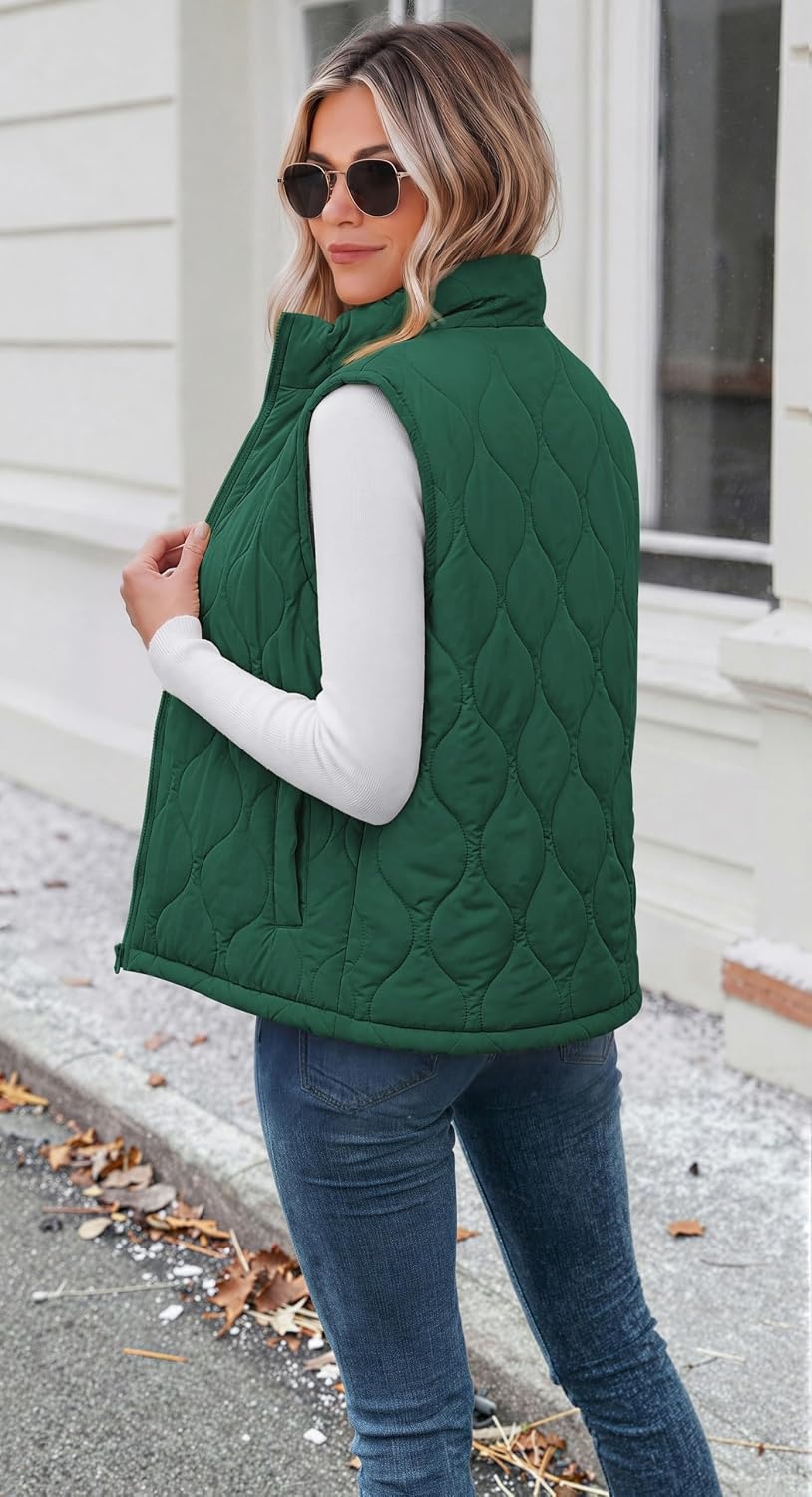 image:imageZeagoo Womens Puffer Vest Lightweight Quilted Coat Sleeveless JacketsGreen