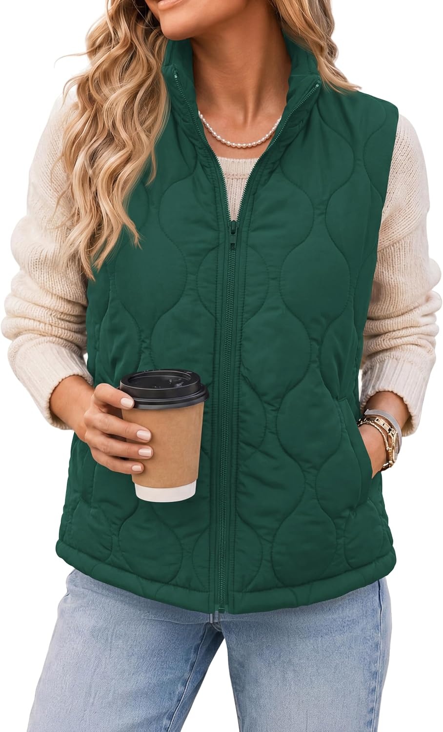 image:imageZeagoo Womens Puffer Vest Lightweight Quilted Coat Sleeveless JacketsGreen