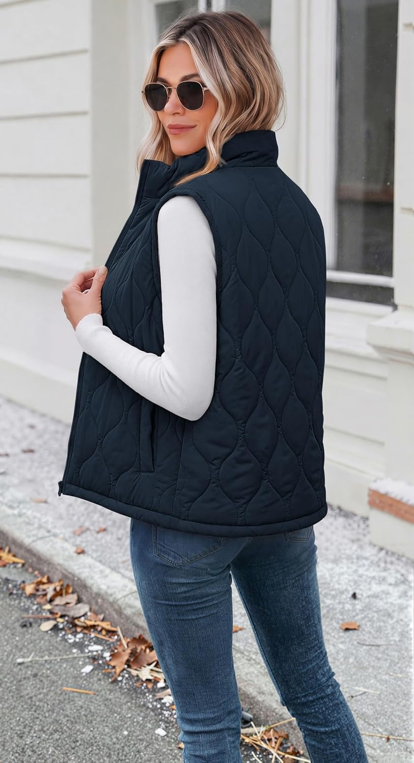 image:imageZeagoo Womens Puffer Vest Lightweight Quilted Coat Sleeveless JacketsNavy