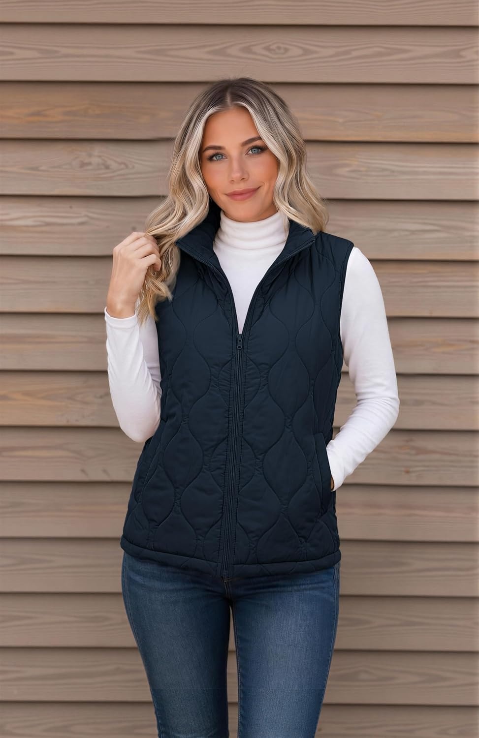 image:imageZeagoo Womens Puffer Vest Lightweight Quilted Coat Sleeveless JacketsNavy