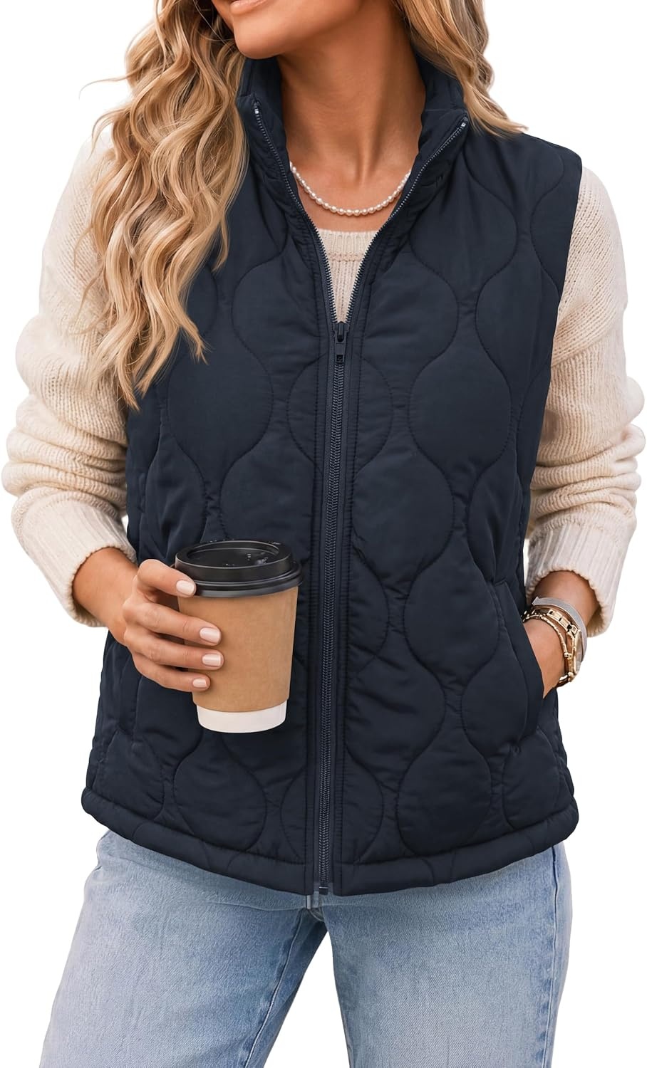 image:imageZeagoo Womens Puffer Vest Lightweight Quilted Coat Sleeveless JacketsNavy