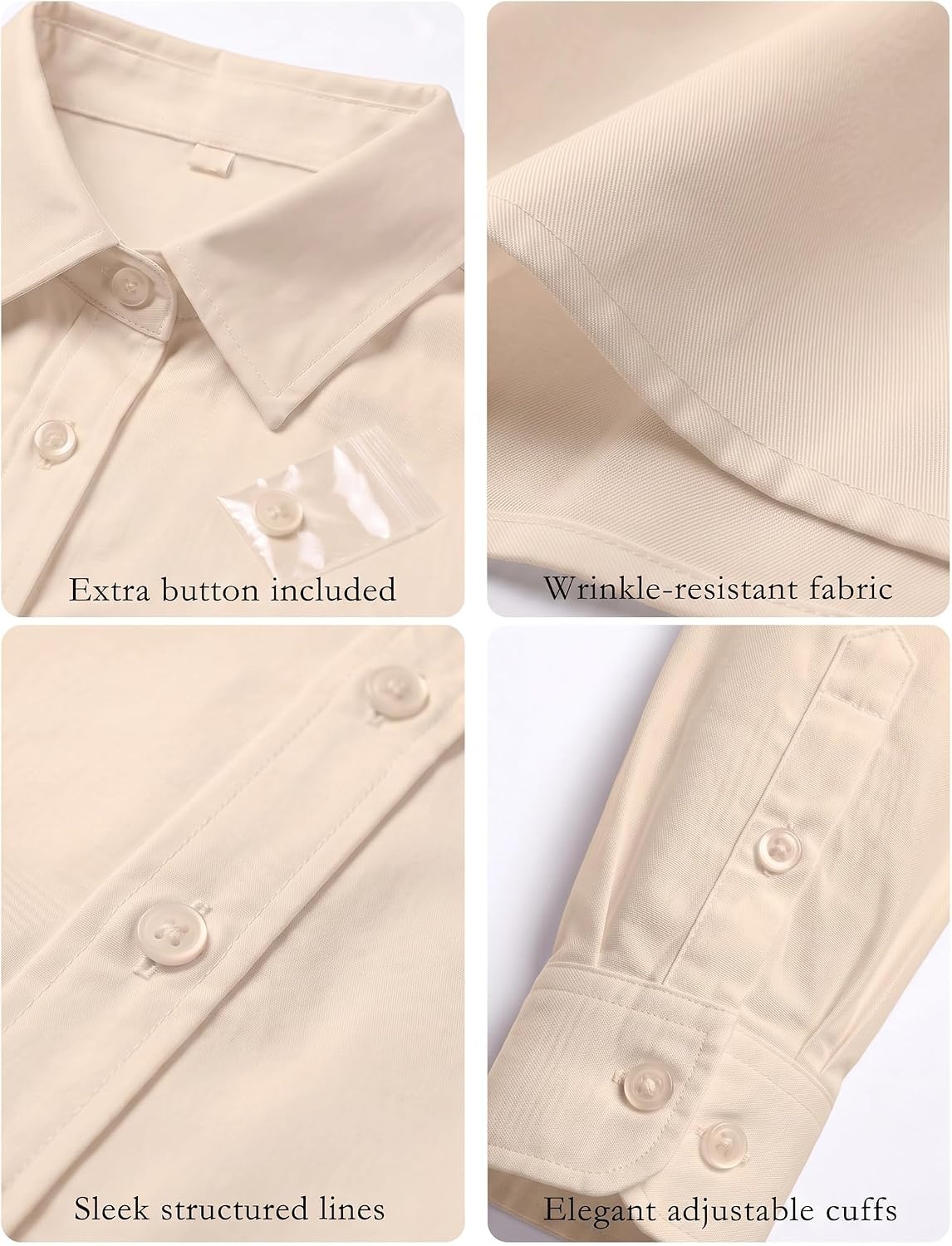image:imageZeagoo Womens Wrinkle Free Button Down Shirts Long Sleeve Business TopsChampagne