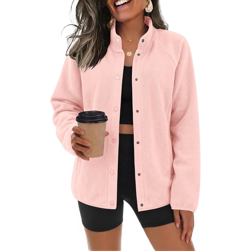 image:imageZeagoo Fleece Jackets for Women Fall Clothe Button Winter Coat with PocketsPink