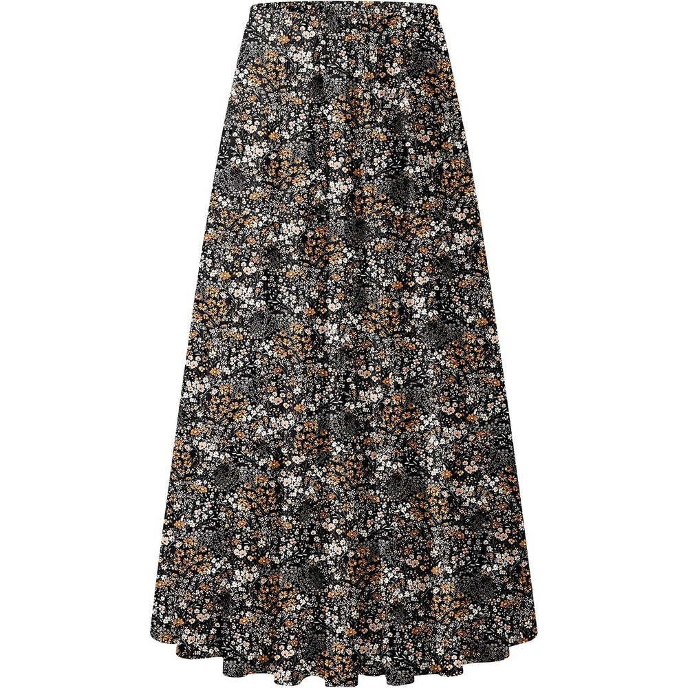 image:imageZeagoo Womens Chiffon Elastic High Waist Pleated Maxi Skirt with Pockets01xh566