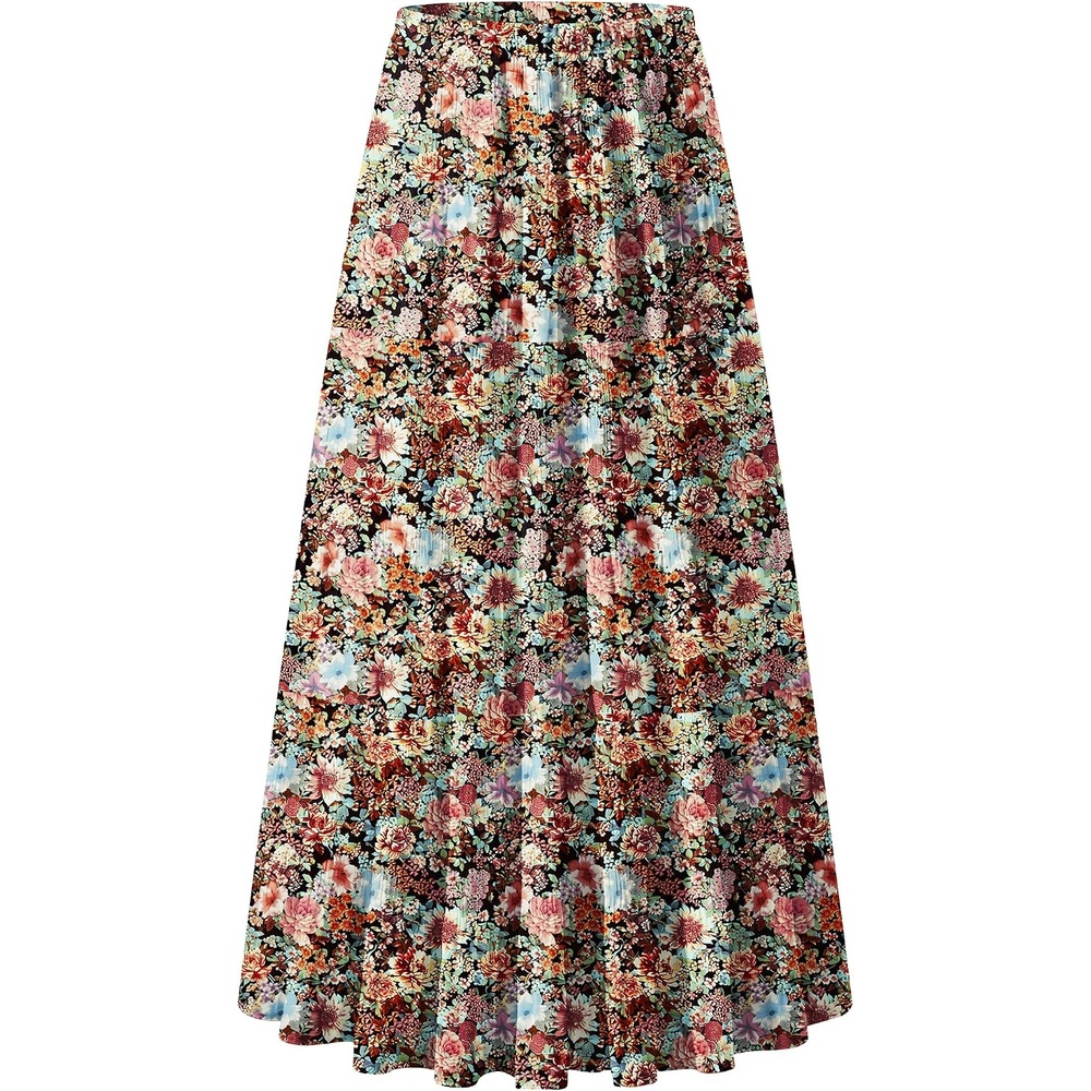 image:imageZeagoo Womens Chiffon Elastic High Waist Pleated Maxi Skirt with Pockets02wf66