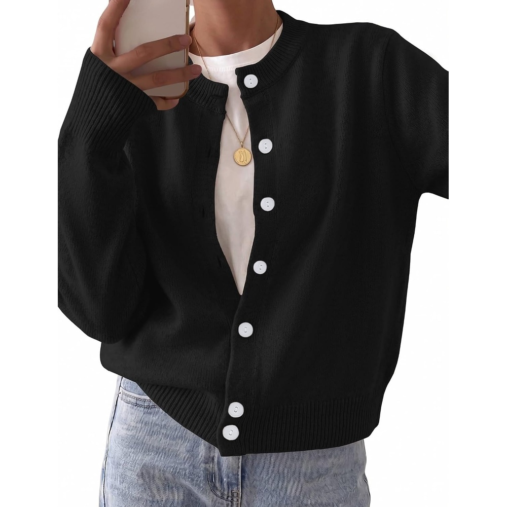image:imageZeagoo Wool Blend Cardigan Sweaters for Women 2026 Casual Fall Outfits03 Black